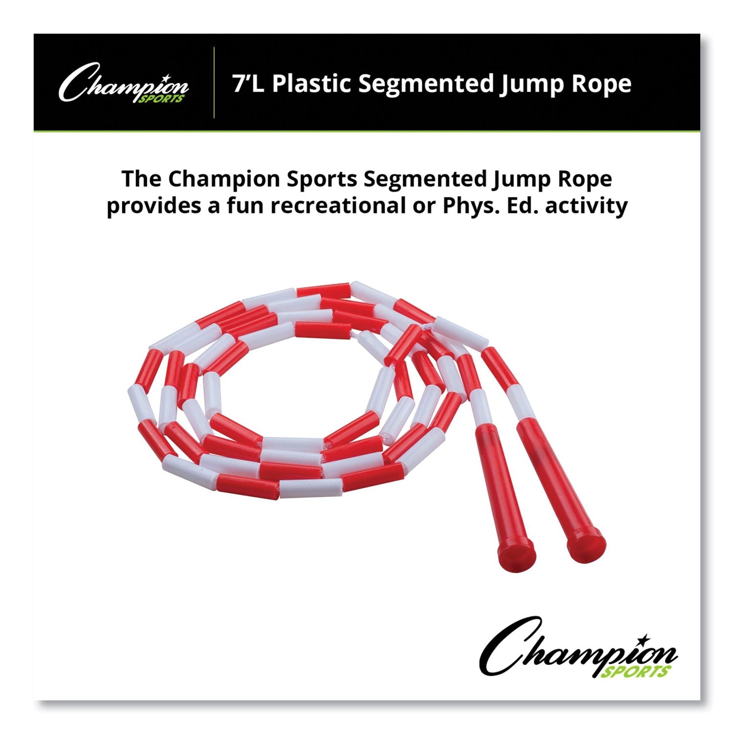 Segmented Plastic Jump Rope, 7 ft, Red/White - 