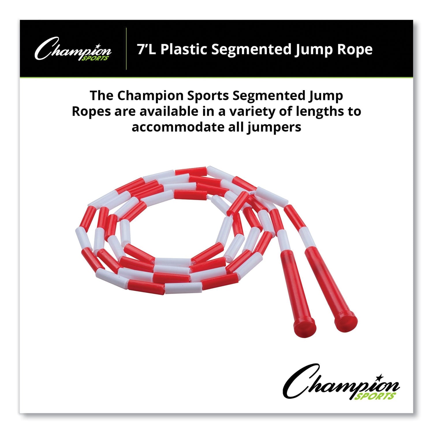 Segmented Plastic Jump Rope, 7 ft, Red/White - 