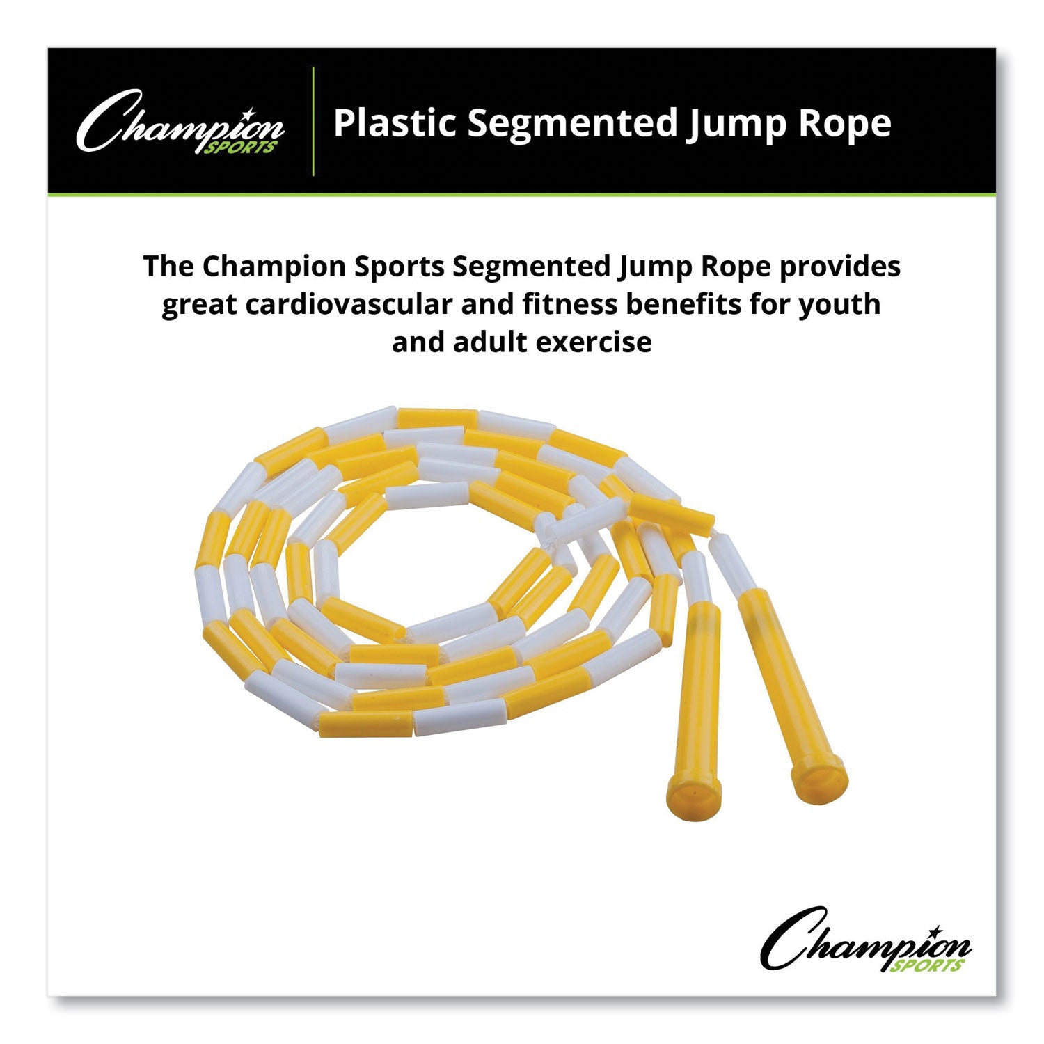 Segmented Plastic Jump Rope, 8 ft, Yellow/White - 