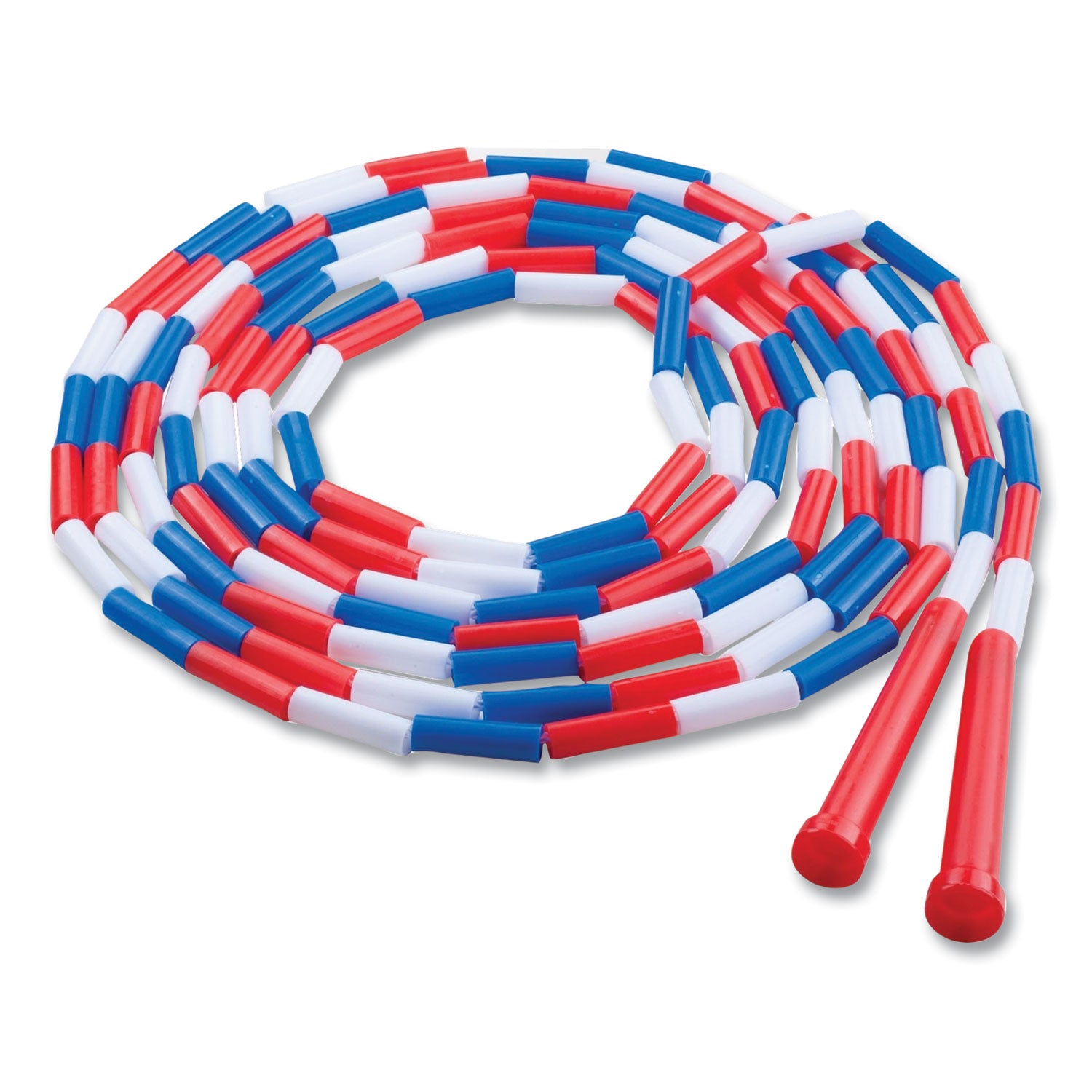 Segmented Plastic Jump Rope, 16 ft, Red/Blue/White - 