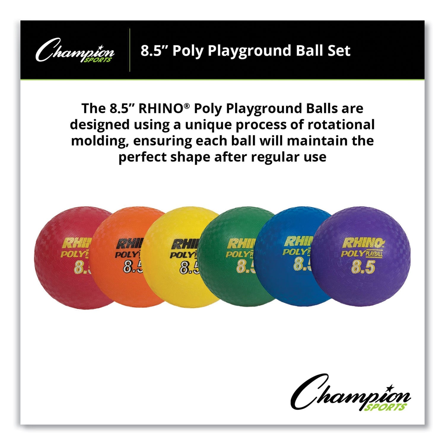 Rhino Playground Ball Set, 8.5" Diameter, Assorted Colors, 6/Set - 