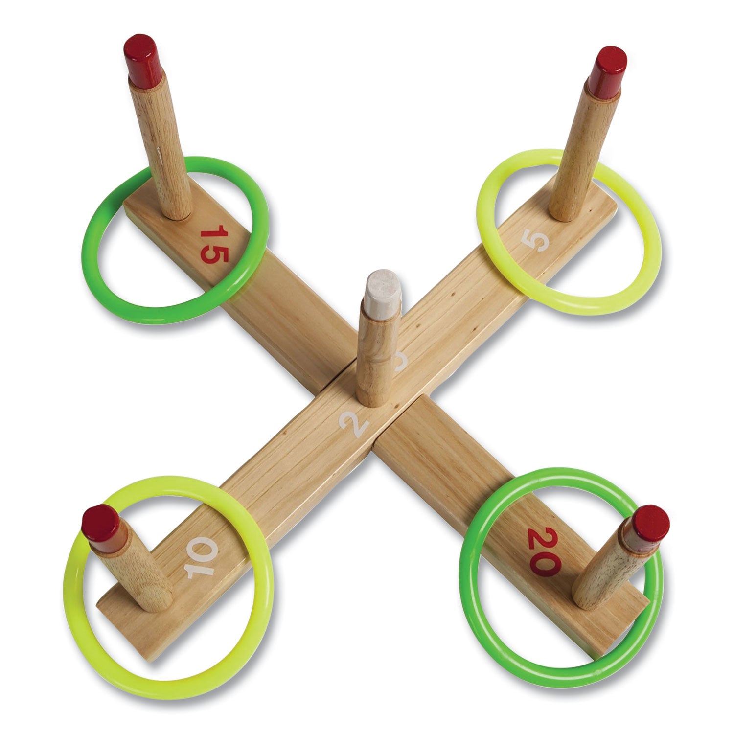Ring Toss Set, Plastic/Wood, Assorted Colors, 5 Pegs, 4 Rings - 