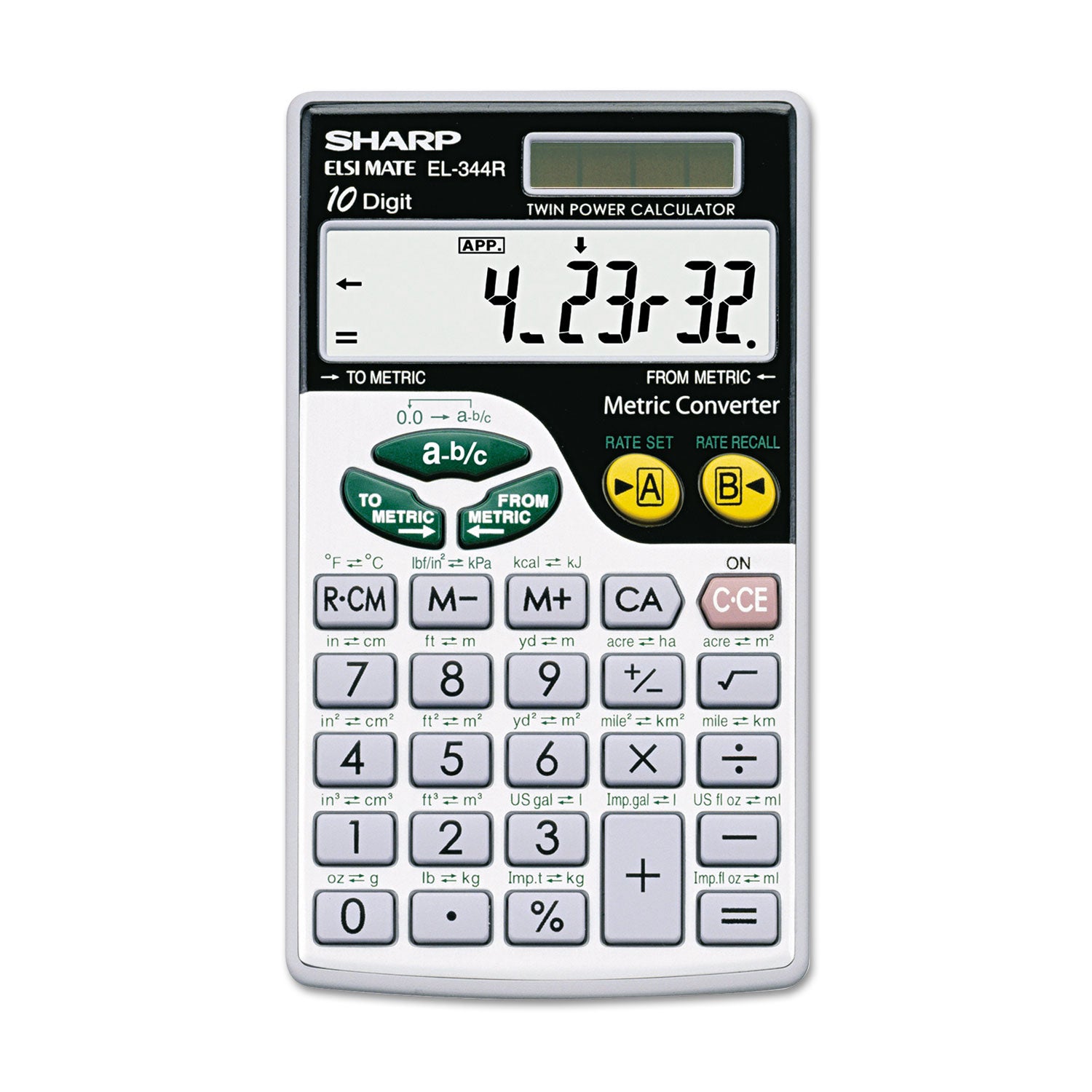 EL344RB Metric Conversion Wallet Calculator, 10-Digit LCD - 