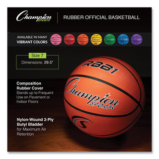 Rubber Sports Ball, For Basketball, No. 7 Size, Official Size, Orange