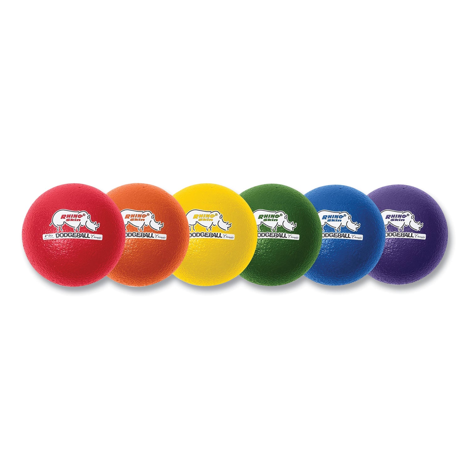 Rhino Skin Dodge Ball Set, 6" Diameter, Assorted Colors, 6/Set - 