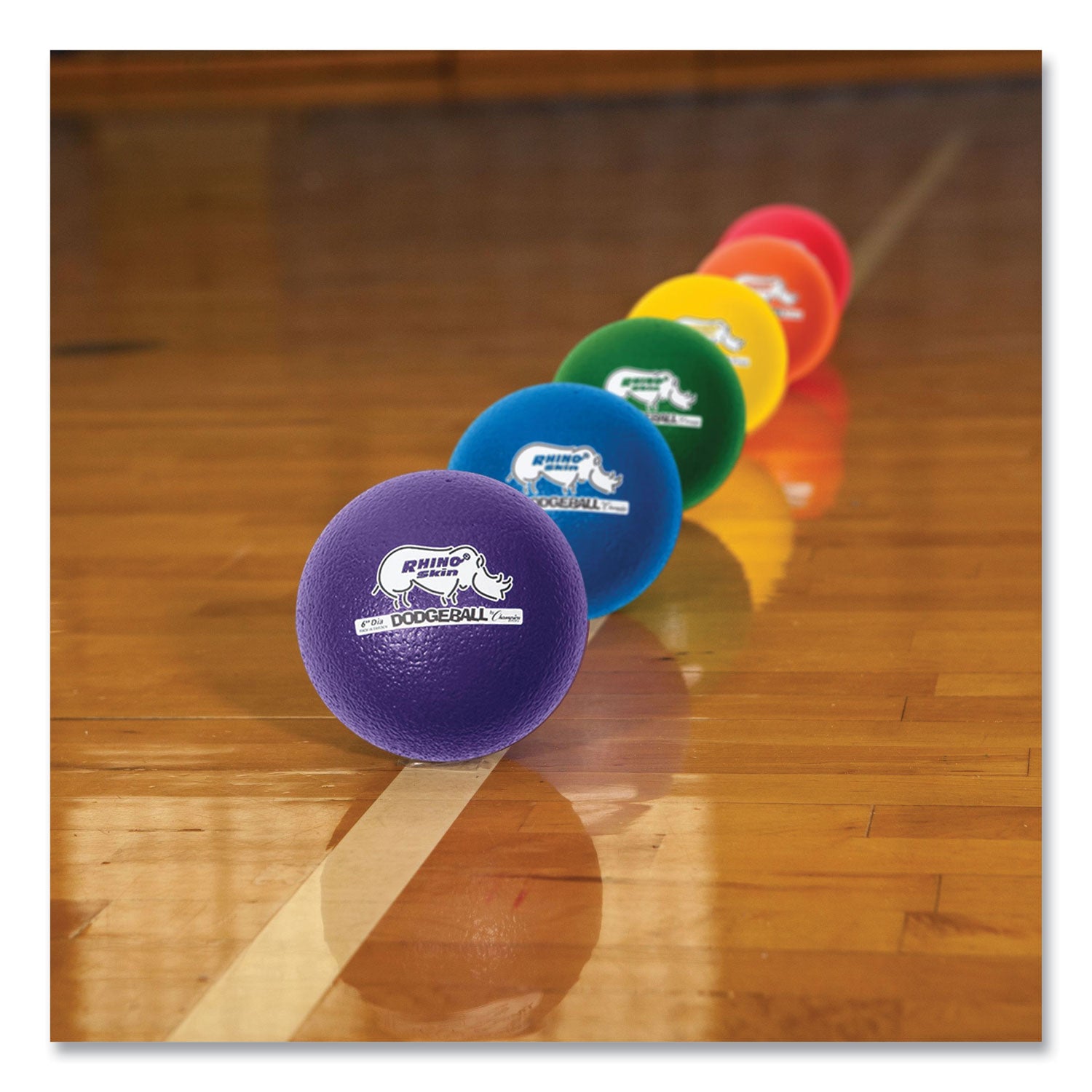 Rhino Skin Dodge Ball Set, 6" Diameter, Assorted Colors, 6/Set - 