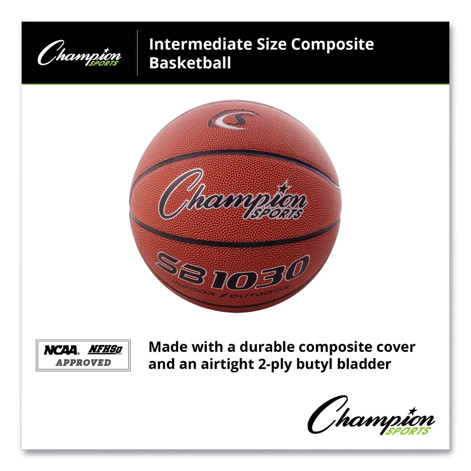 Composite Basketball, Official Intermediate Size, Brown - 