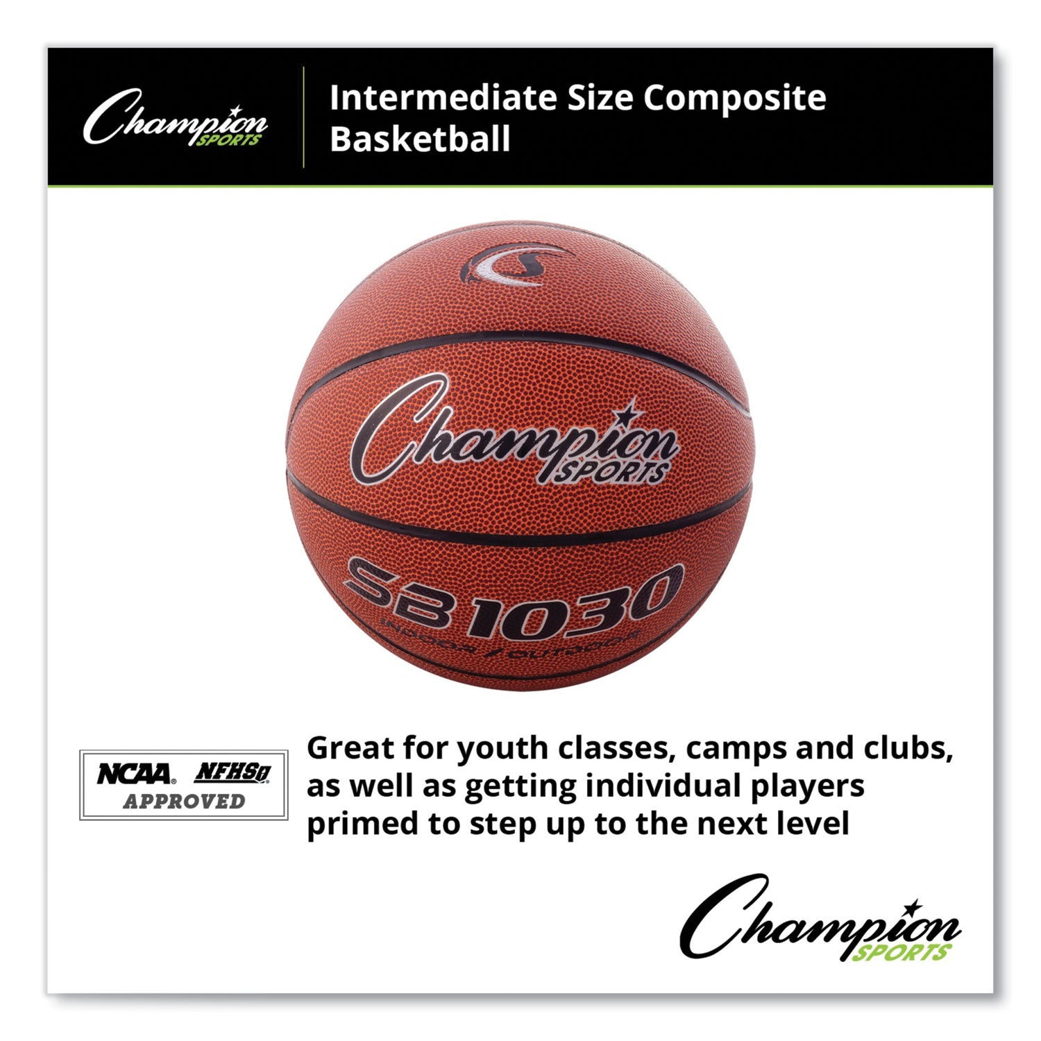 Composite Basketball, Official Intermediate Size, Brown - 