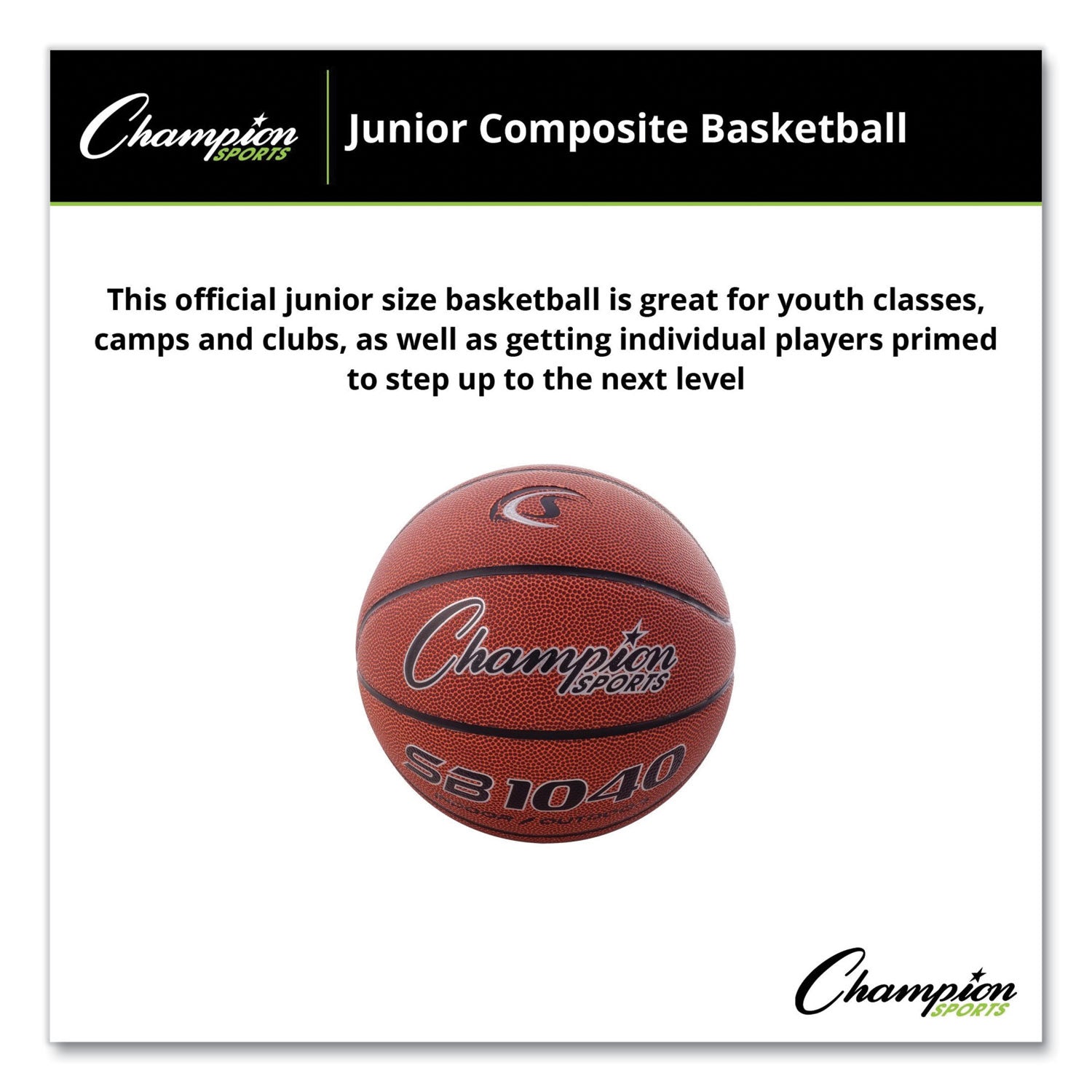 Composite Basketball, Official Junior Size, Brown - 