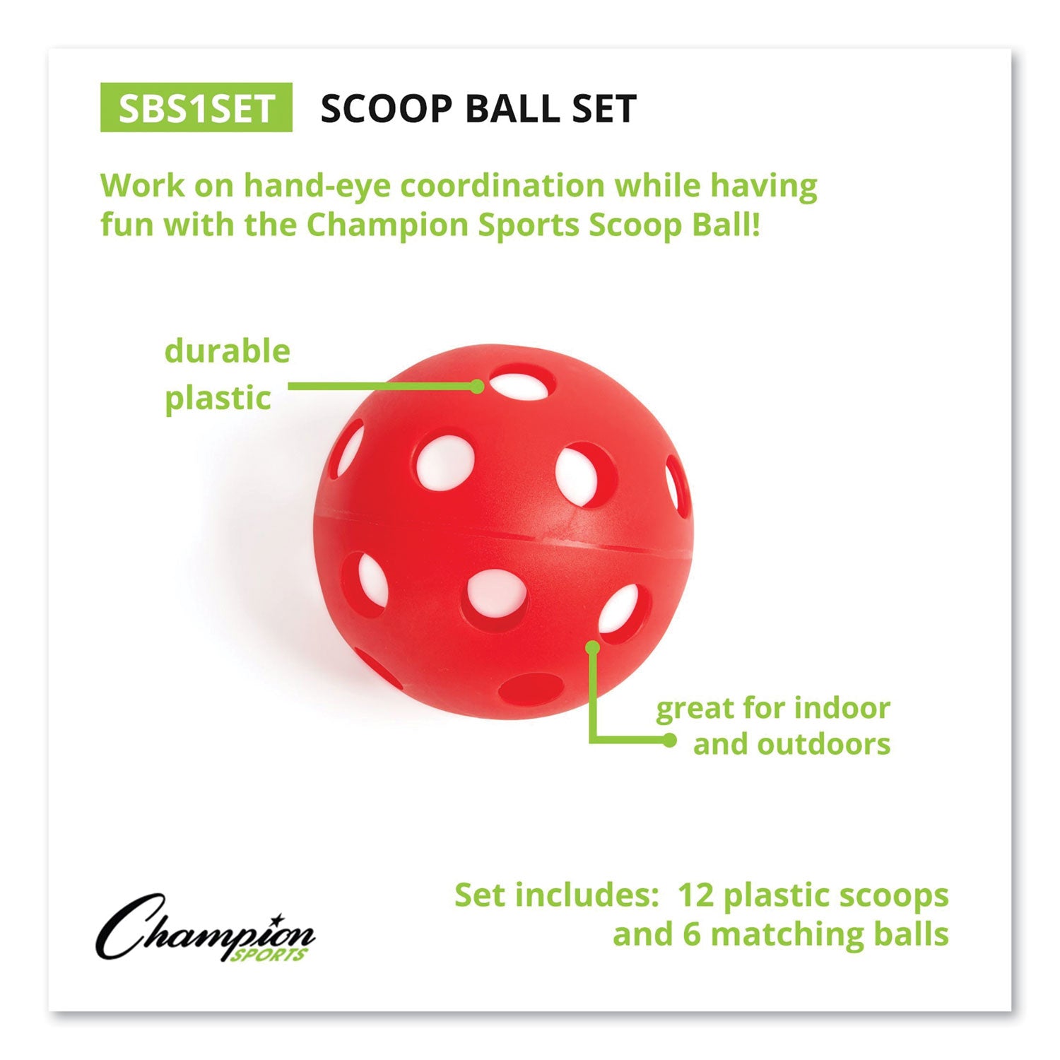 Scoop Ball Set, Plastic, Assorted Colors, 2 Scoops,1 Ball/Set, 6/Set - 