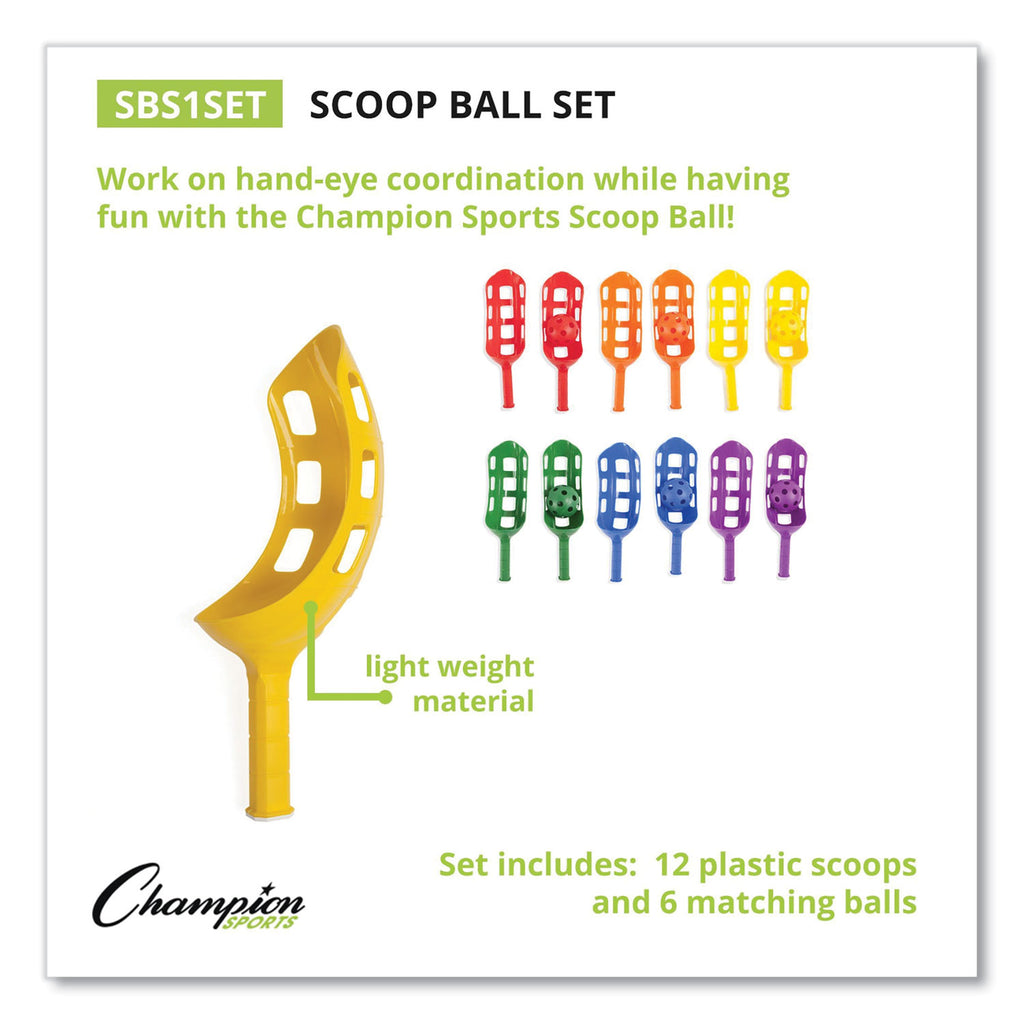 Scoop Ball Set, Plastic, Assorted Colors, 2 Scoops,1 Ball/Set, 6/Set - 