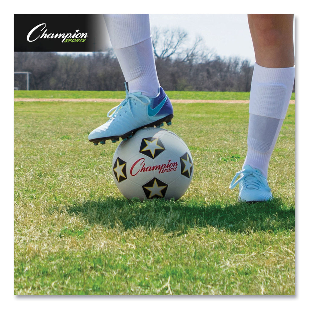 Rubber Sports Ball, For Soccer, No. 4 Size, White/Black - 