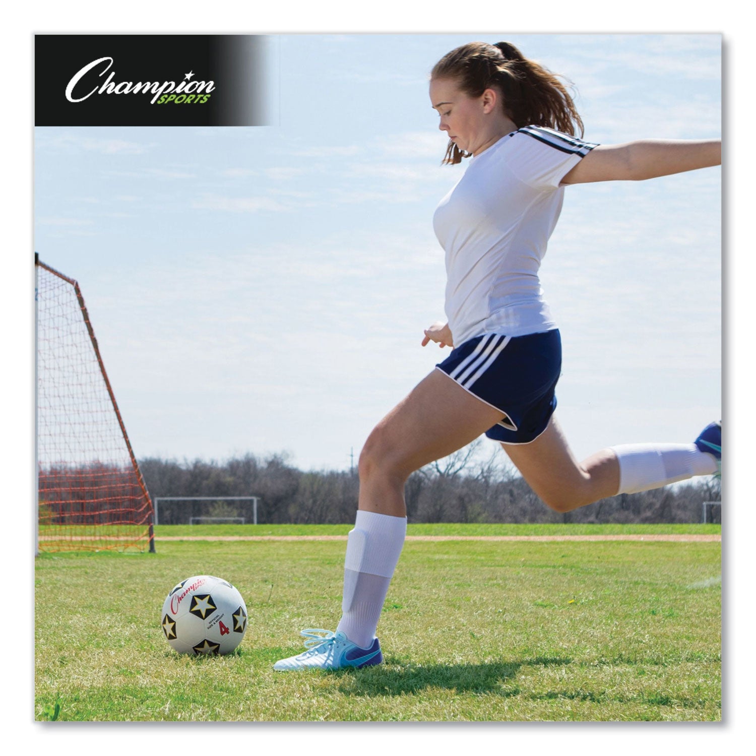 Rubber Sports Ball, For Soccer, No. 4 Size, White/Black - 