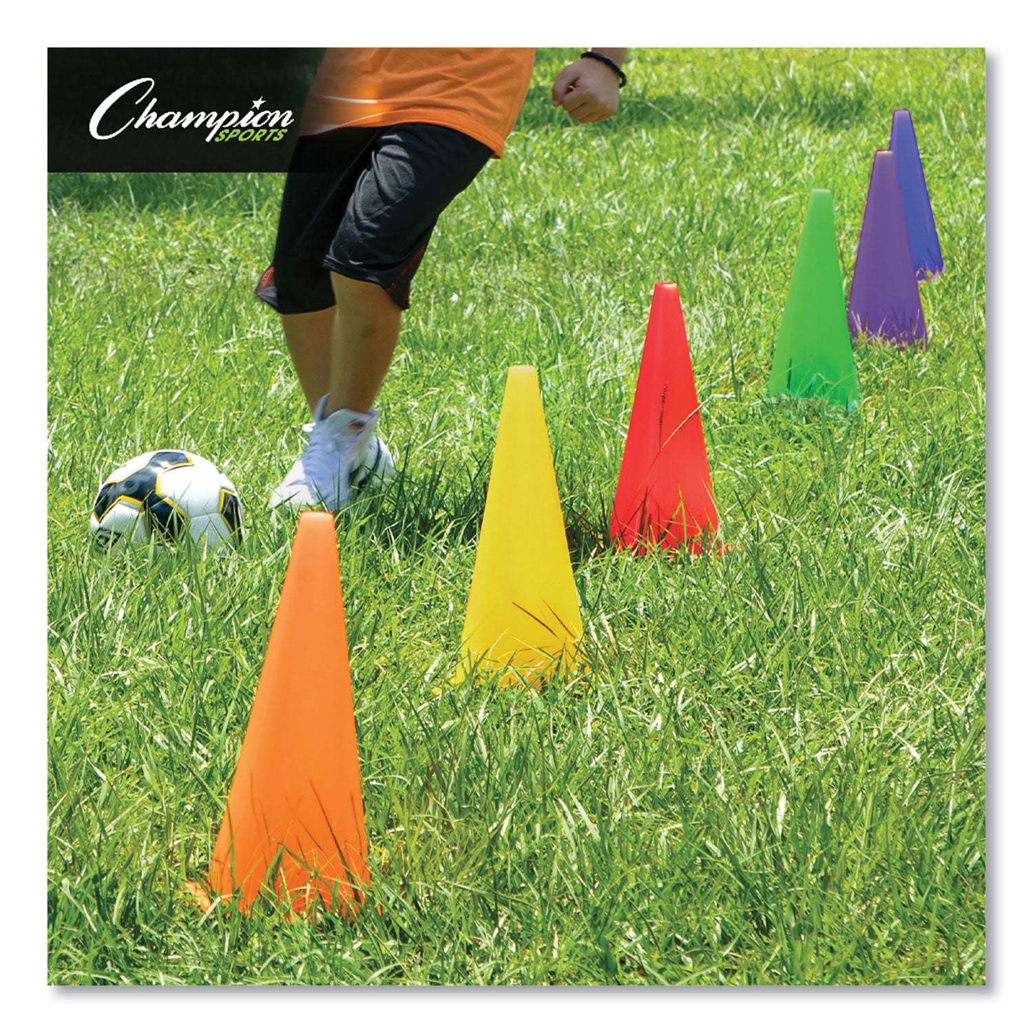 Indoor/Outdoor High Visibility Plastic Cone Set, Assorted Colors, 6/Box - 