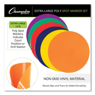 Extra Large Poly Marker Set, 12" dia, Assorted Colors, 6 Spots/Set - 