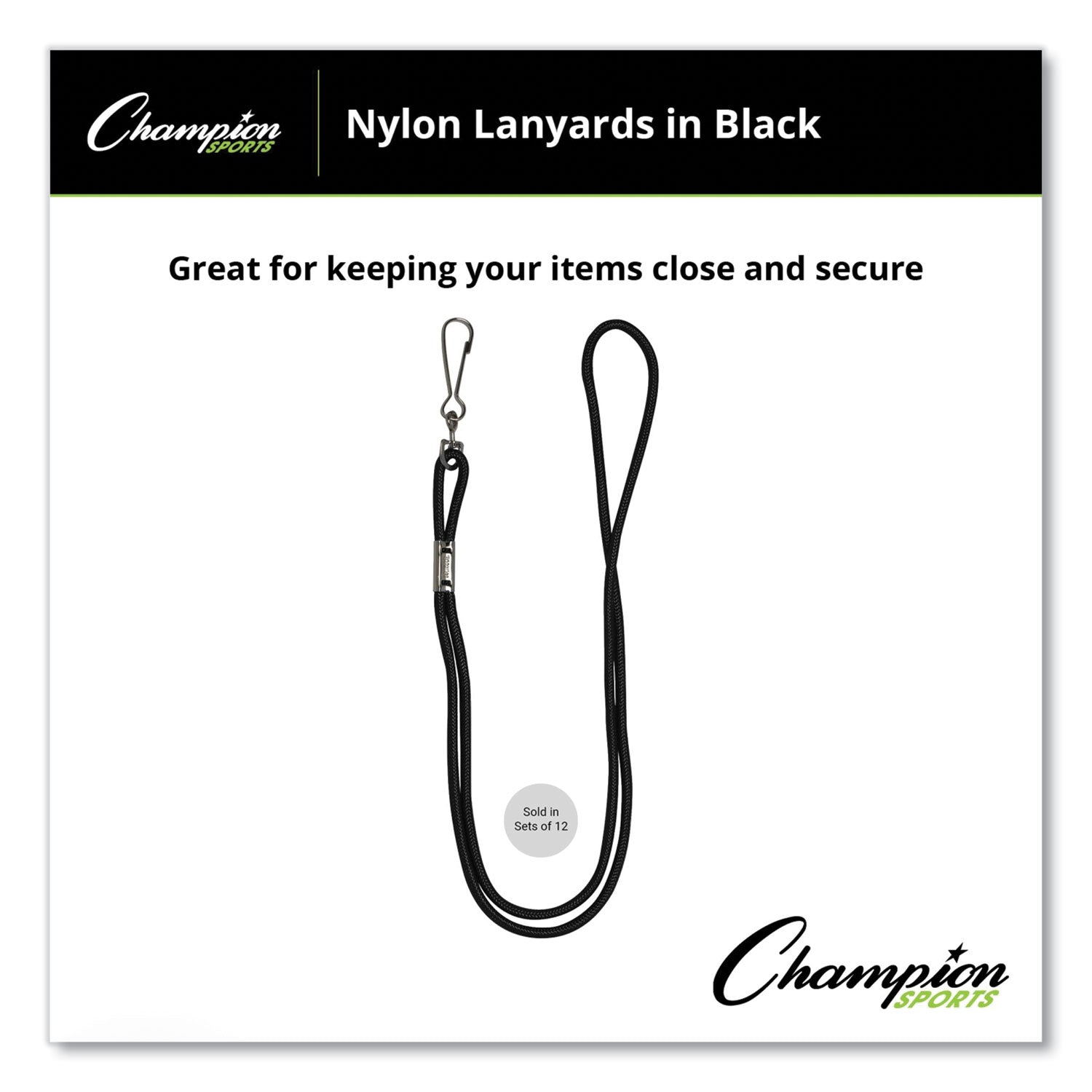 Lanyard, Metal J-Hook Fastener, 20" Long, Assorted Colors, 12/Pack - 