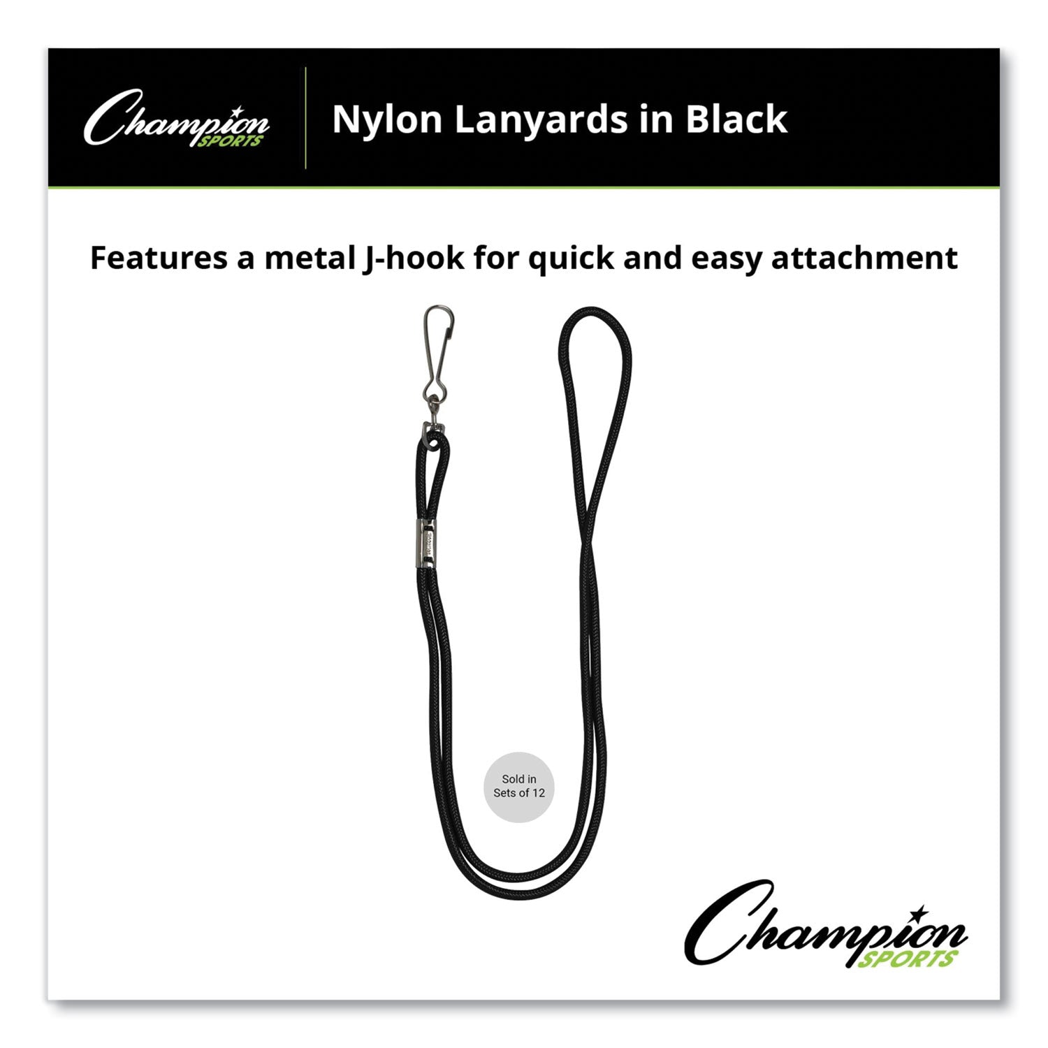 Lanyard, Metal J-Hook Fastener, 20" Long, Assorted Colors, 12/Pack - 