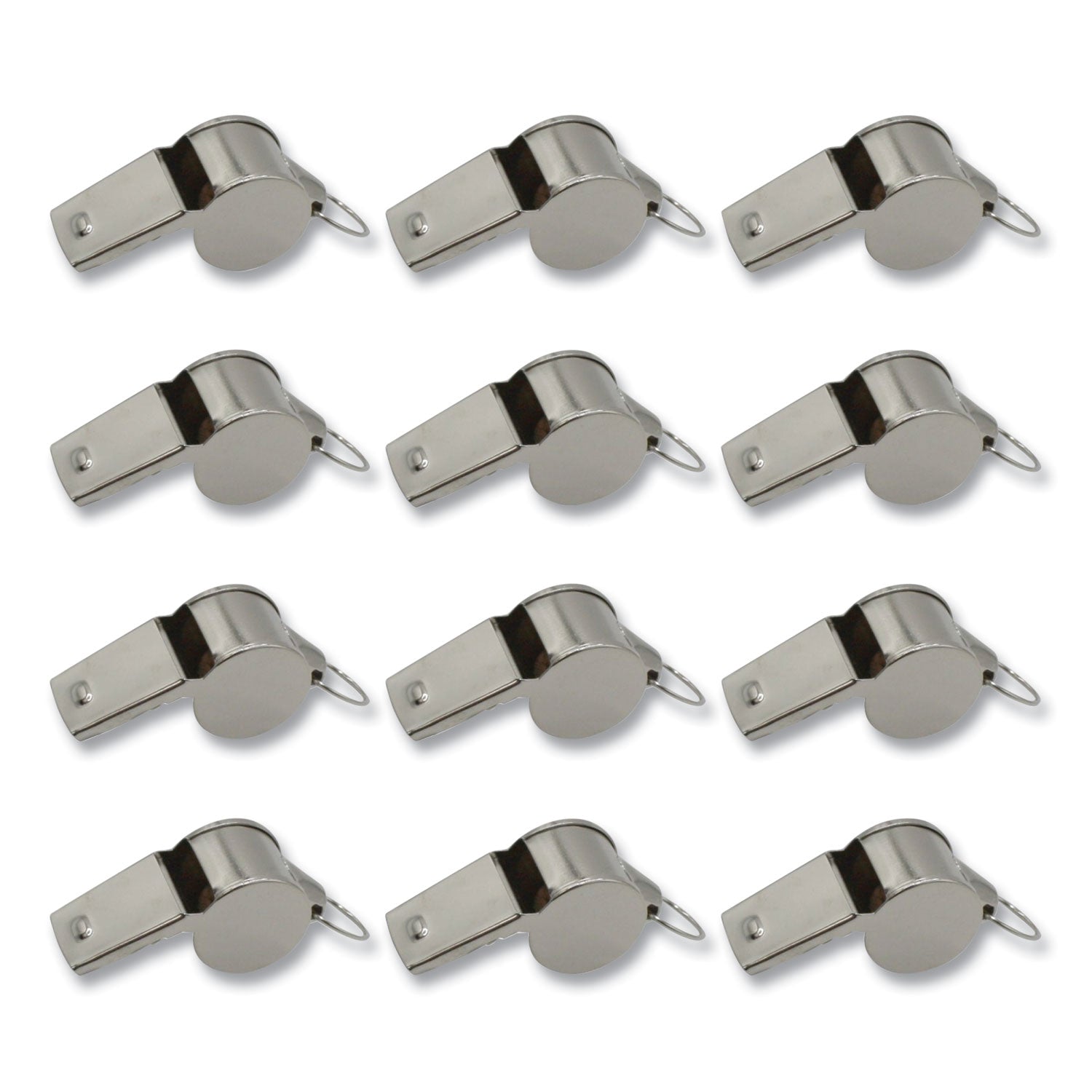 Sports Whistle, Medium Weight, Metal, Silver, Dozen - 
