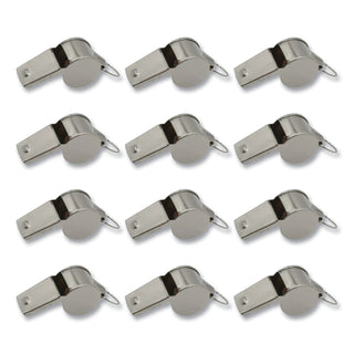 Sports Whistle, Medium Weight, Metal, Silver, Dozen - 