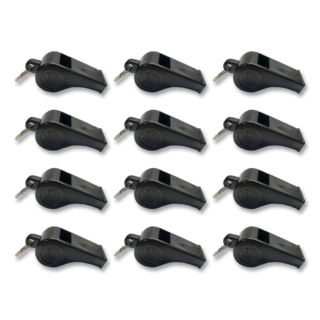 Sports Whistle, Medium Weight, Plastic, Black, Dozen - 