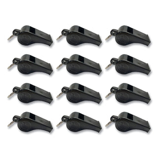 Sports Whistle, Medium Weight, Plastic, Black, Dozen - 