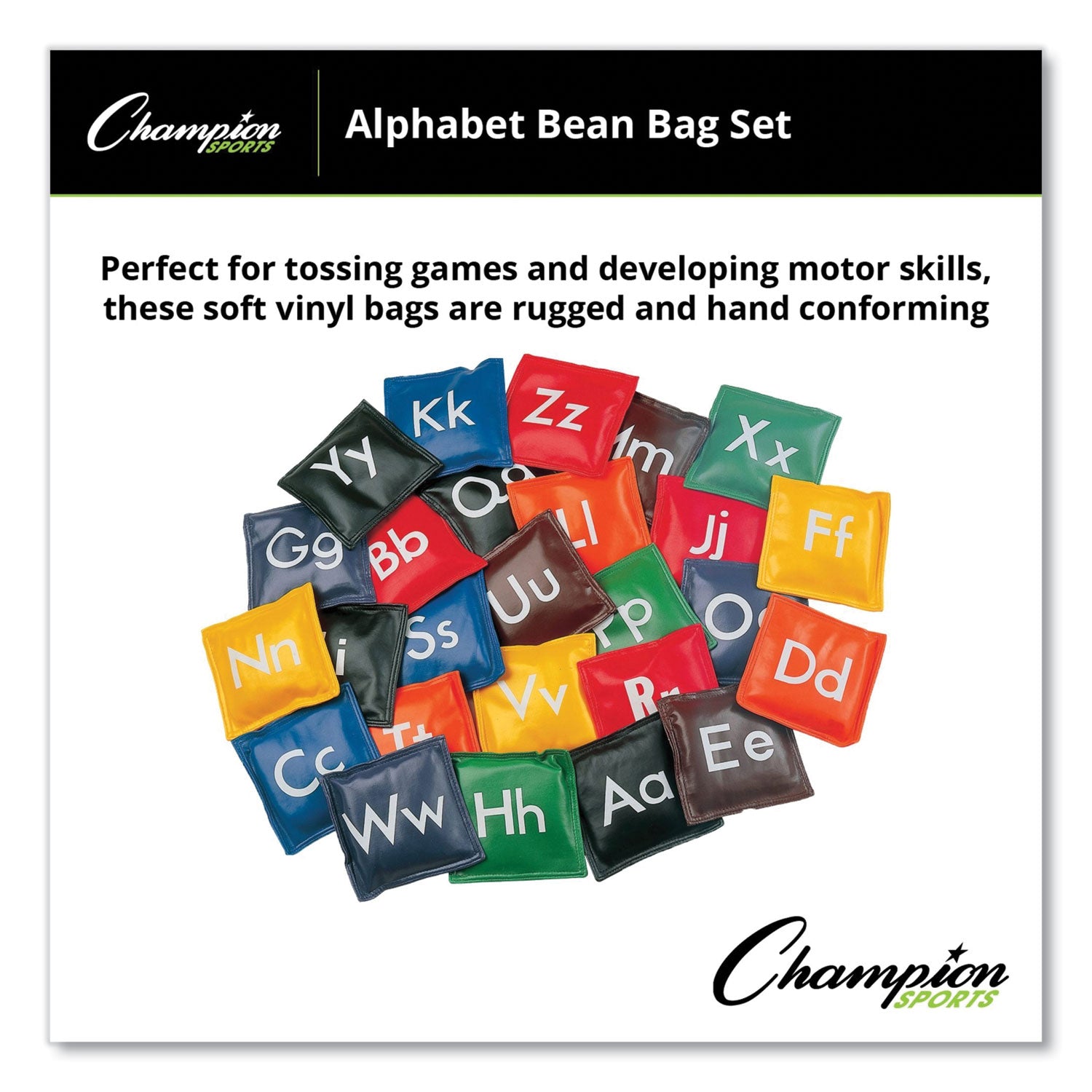Alphabet Bean Bag Set, Vinyl, Assorted Colors, 26/Box - 