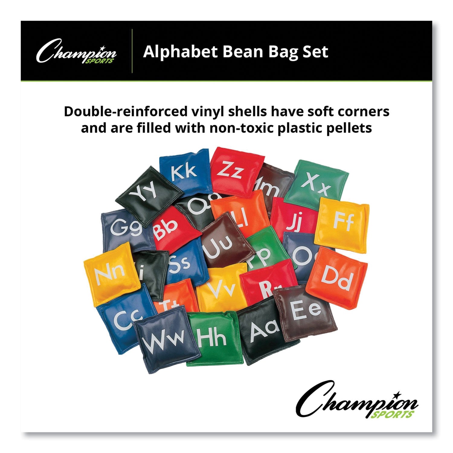 Alphabet Bean Bag Set, Vinyl, Assorted Colors, 26/Box - 