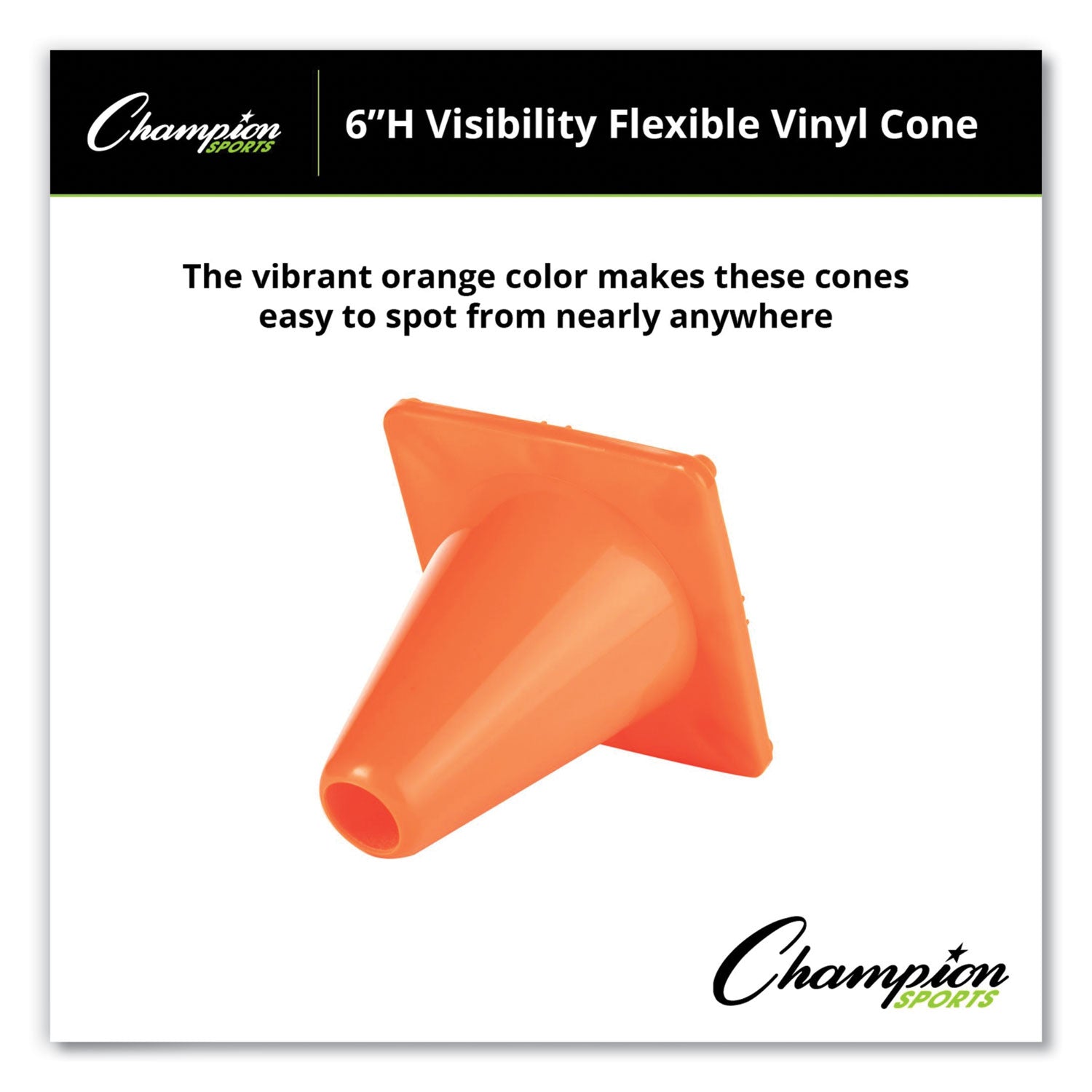 Hi-Visibility Vinyl Cones, 6" Tall, Orange - 