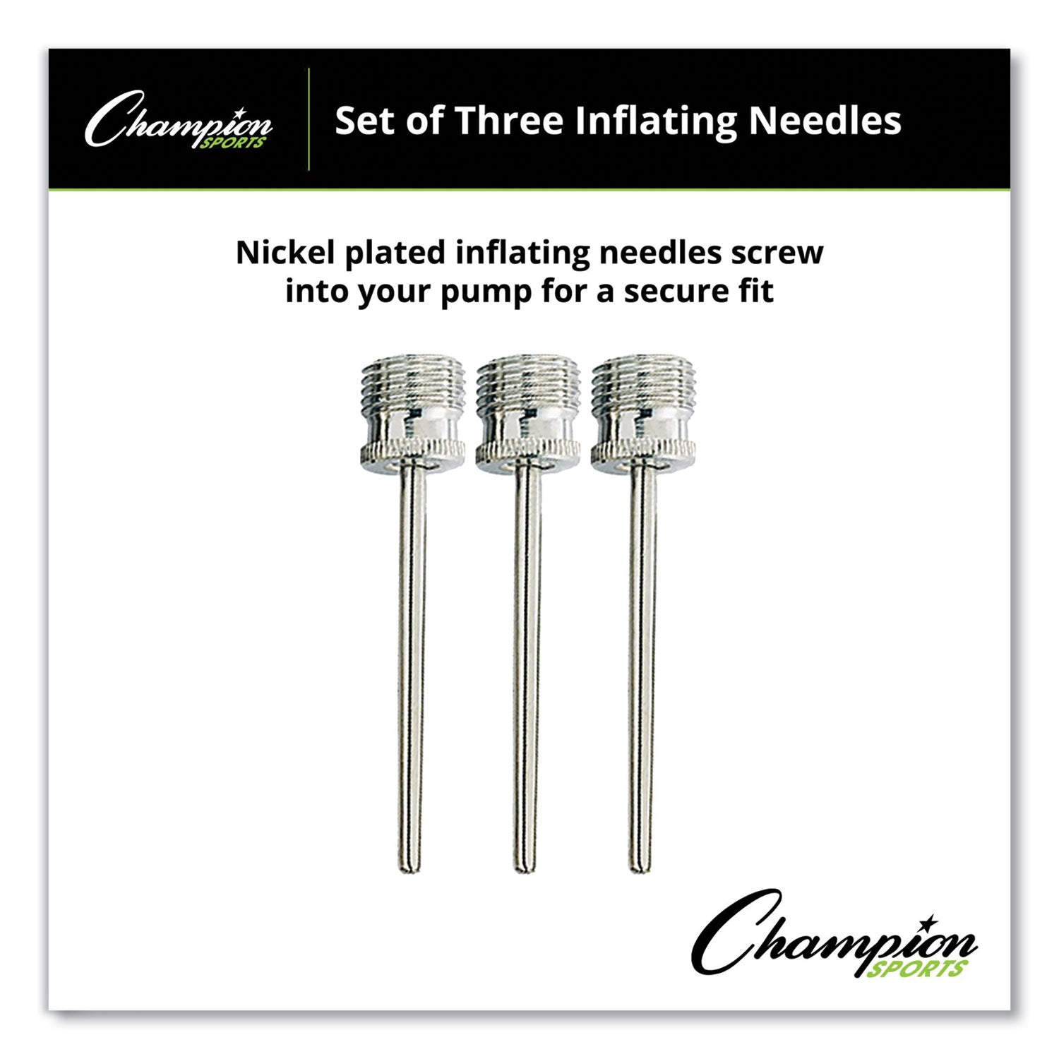 Nickel-Plated Inflating Needles for Electric Inflating Pump, 3/Pack