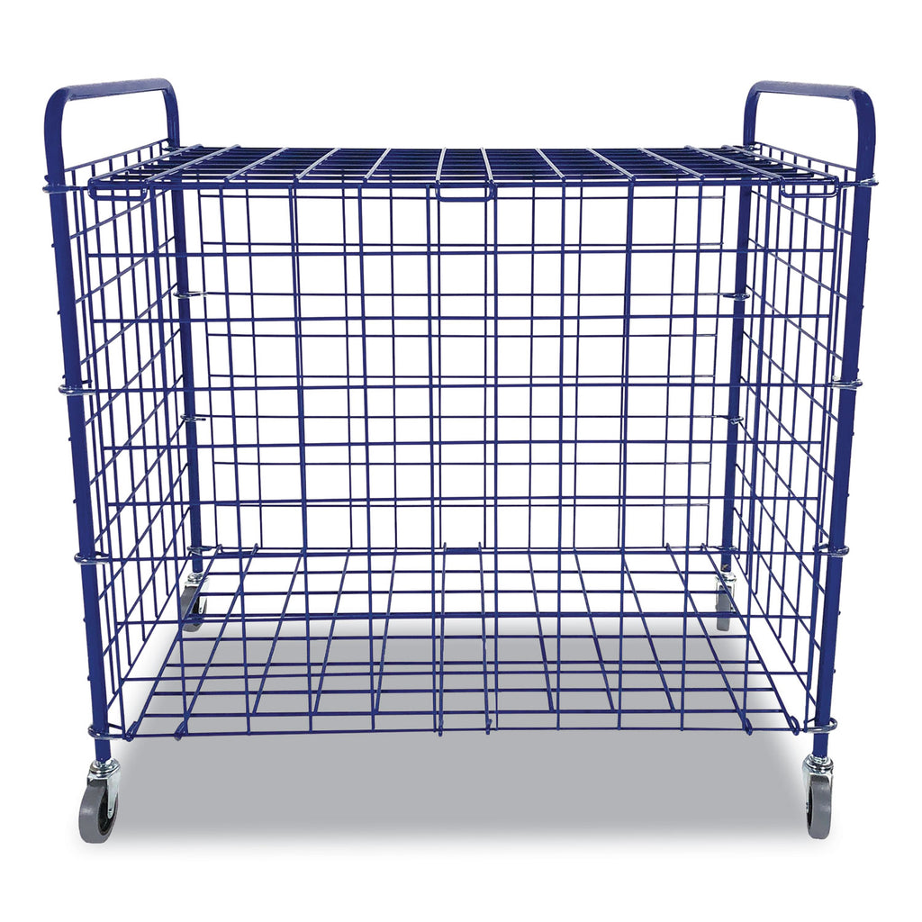 Lockable Ball Storage Cart, Fits Approximately 24 Balls, Metal, 37" x 22" x 20", Blue - 