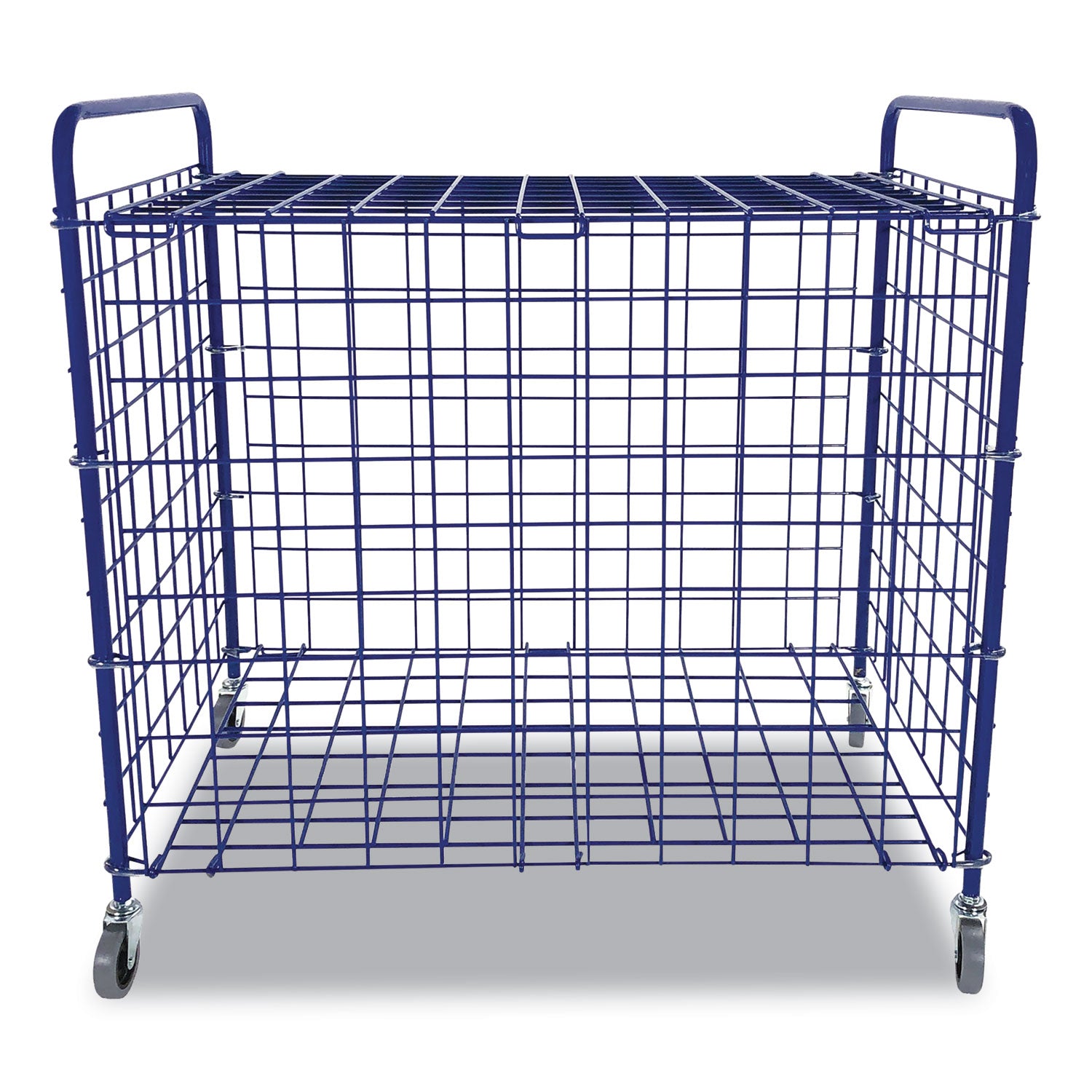 Lockable Ball Storage Cart, Fits Approximately 24 Balls, Metal, 37" x 22" x 20", Blue - 