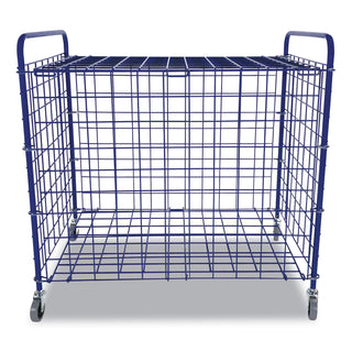 Lockable Ball Storage Cart, Fits Approximately 24 Balls, Metal, 37" x 22" x 20", Blue - 