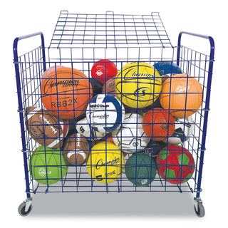 Lockable Ball Storage Cart, Fits Approximately 24 Balls, Metal, 37" x 22" x 20", Blue - 
