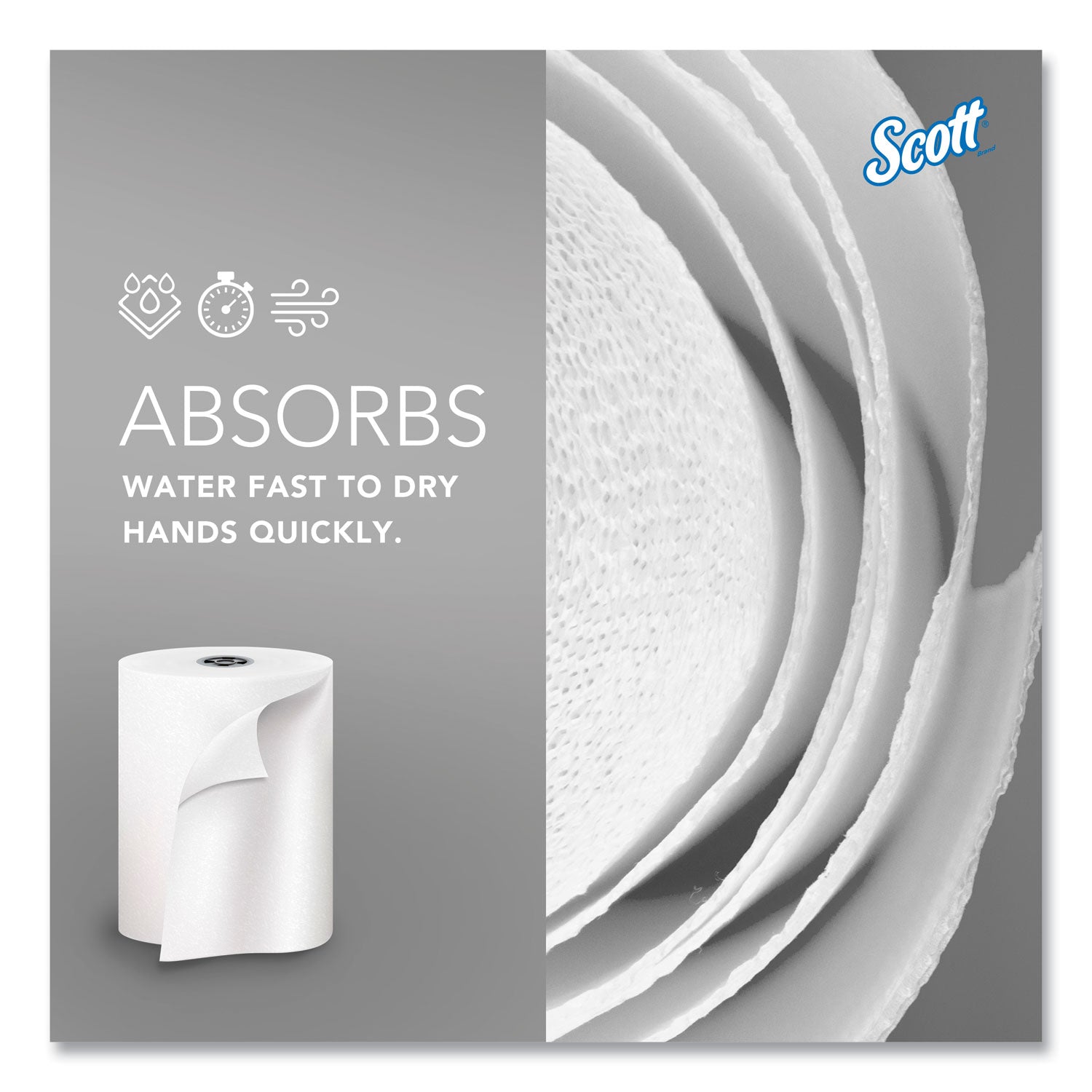 Pro Hard Roll Paper Towels with Absorbency Pockets, for Scott Pro Dispenser, Gray Core Only, 1-Ply, 7.5" x 900 ft, 6 Rolls/CT