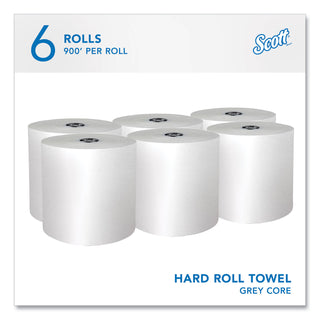 Pro Hard Roll Paper Towels with Absorbency Pockets, for Scott Pro Dispenser, Gray Core Only, 1-Ply, 7.5" x 900 ft, 6 Rolls/CT