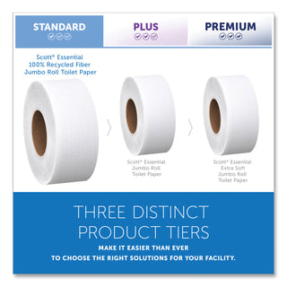 Essential 100% Recycled Fiber JRT Bathroom Tissue for Business, Septic Safe, 2-Ply, White, 3.55" x 1,000 ft, 12 Rolls/Carton