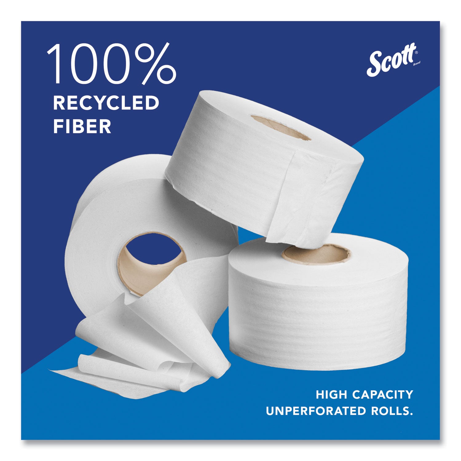 Essential 100% Recycled Fiber JRT Bathroom Tissue for Business, Septic Safe, 2-Ply, White, 3.55" x 1,000 ft, 12 Rolls/Carton - 