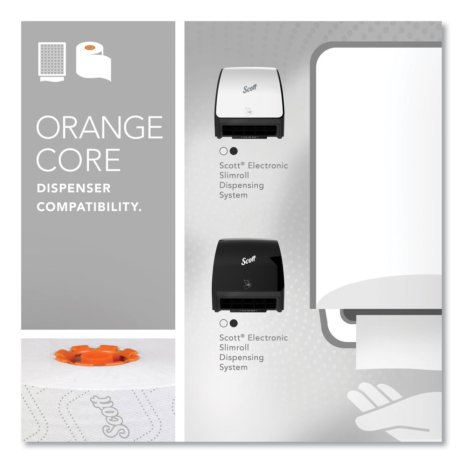 Scott Paper Towel - 8" x 580 ft - White, Orange - Paper - Centrefeed, Absorbent, Anti-bacterial - For Restroom - 6 / Box