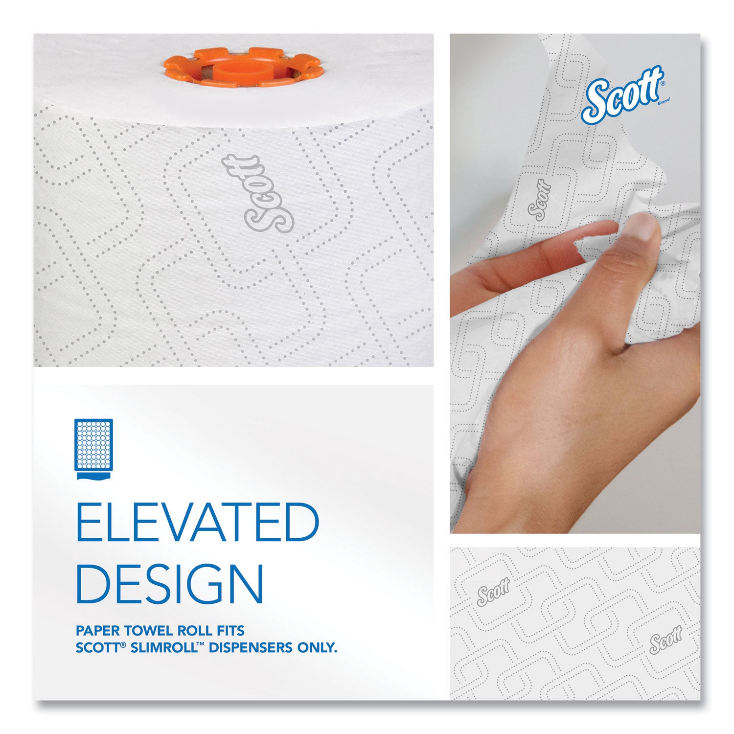 Scott Paper Towel - 8" x 580 ft - White, Orange - Paper - Centrefeed, Absorbent, Anti-bacterial - For Restroom - 6 / Box