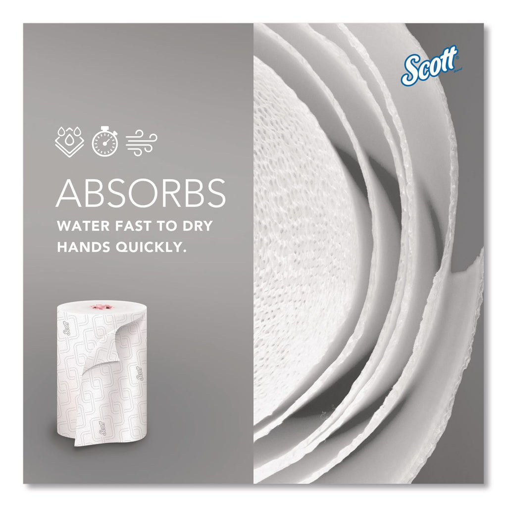 Slimroll Towels, 1-Ply, 8" x 580 ft, White/Pink Core, Traditional Business, 6 Rolls/Carton