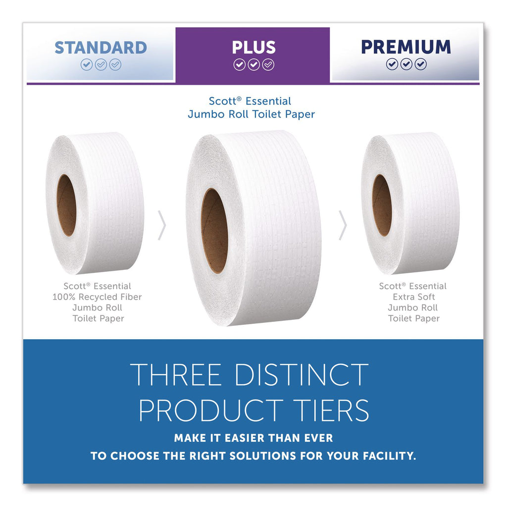 Essential JRT Jumbo Roll Bathroom Tissue, Septic Safe, 2-Ply, White, 3.55" x 1,000 ft, 12 Rolls/Carton