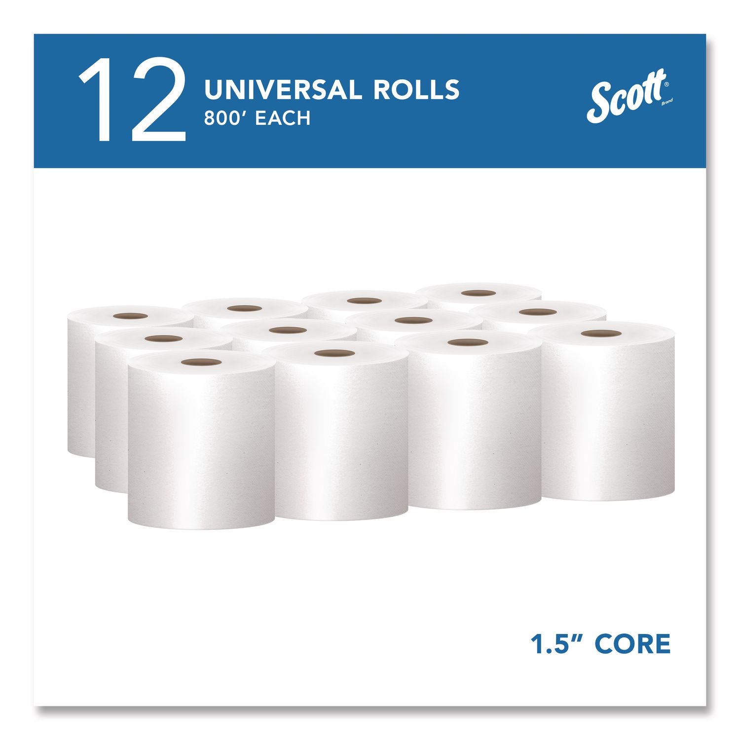 Essential Hard Roll Towels for Business, Absorbency Pockets, 1-Ply, 8" x 800 ft, 1.5" Core, White, 12 Rolls/Carton