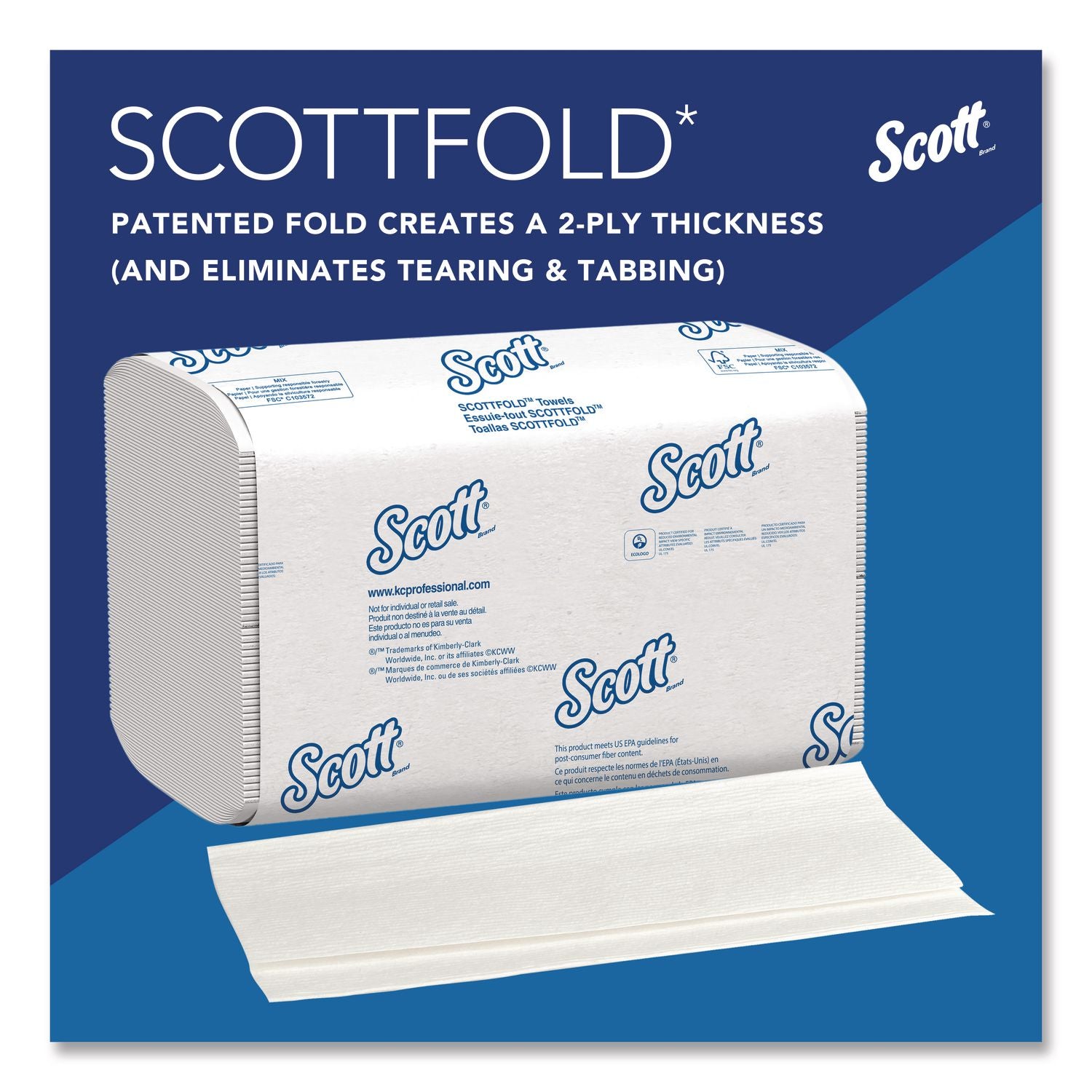 Pro Scottfold Towels, 1-Ply, 9.4 x 12.4, White, 175 Towels/Pack, 25 Packs/Carton