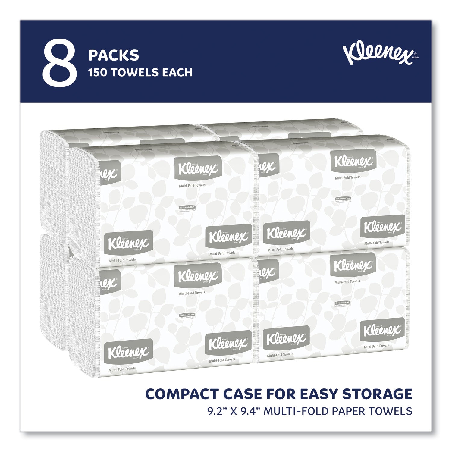 Multi-Fold Paper Towels, Convenience, 9.2 x 9.4, White, 150/Pack, 8 Packs/Carton - 