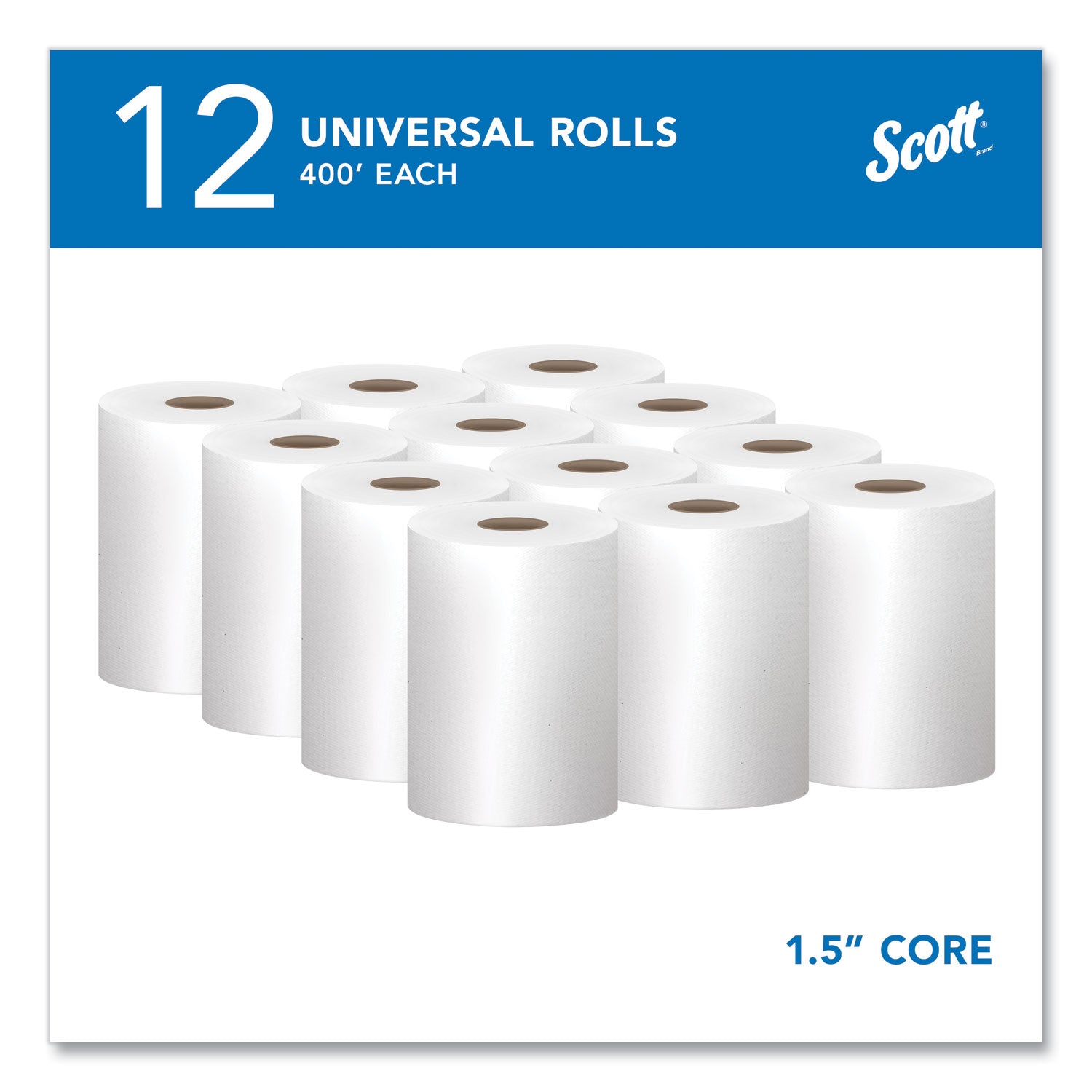 Essential Hard Roll Towels for Business, Absorbency Pockets, 1-Ply, 8" x 400 ft, 1.5" Core, White, 12 Rolls/Carton - 
