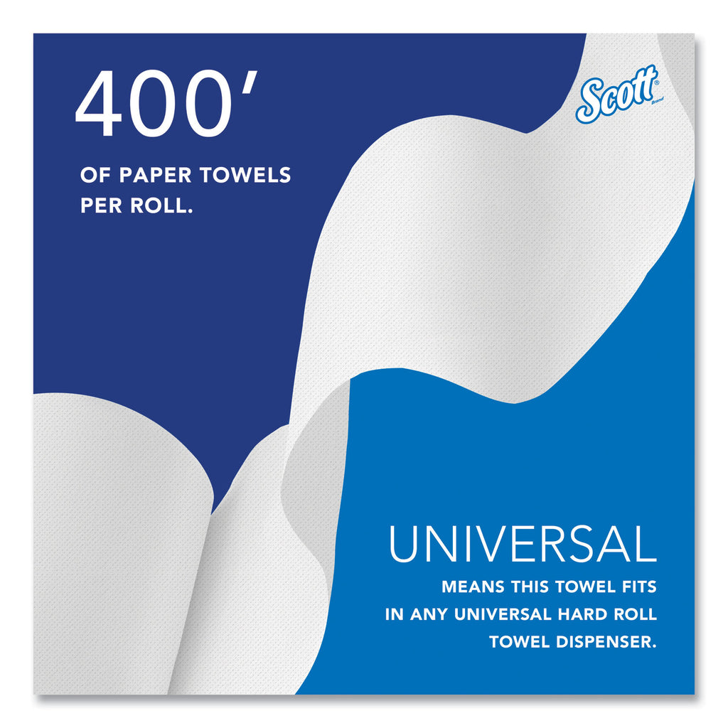 Essential Hard Roll Towels for Business, Absorbency Pockets, 1-Ply, 8" x 400 ft, 1.5" Core, White, 12 Rolls/Carton - 