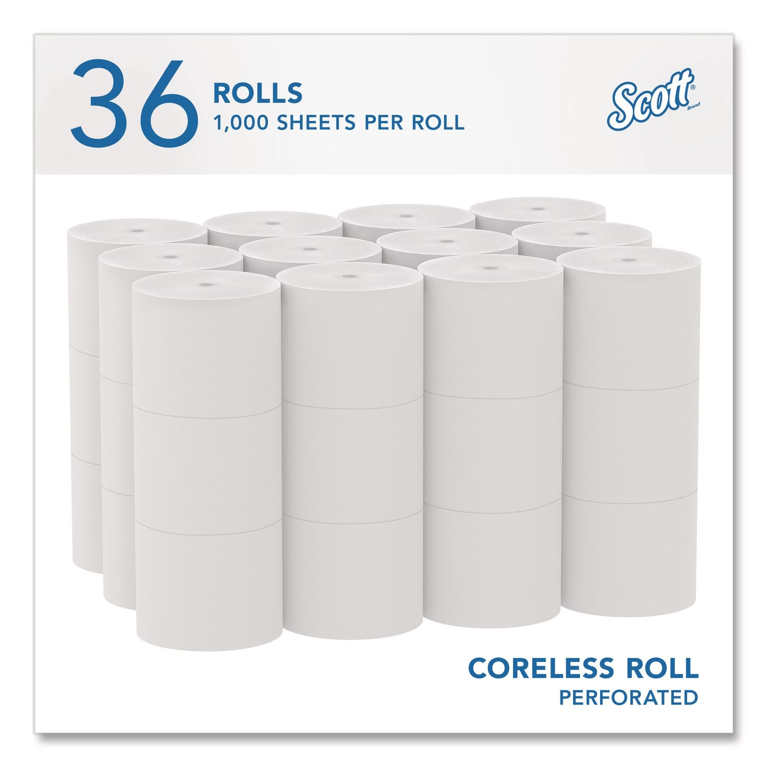Essential Coreless SRB Bathroom Tissue, Septic Safe, 2-Ply, White, 1,000 Sheets/Roll, 36 Rolls/Carton