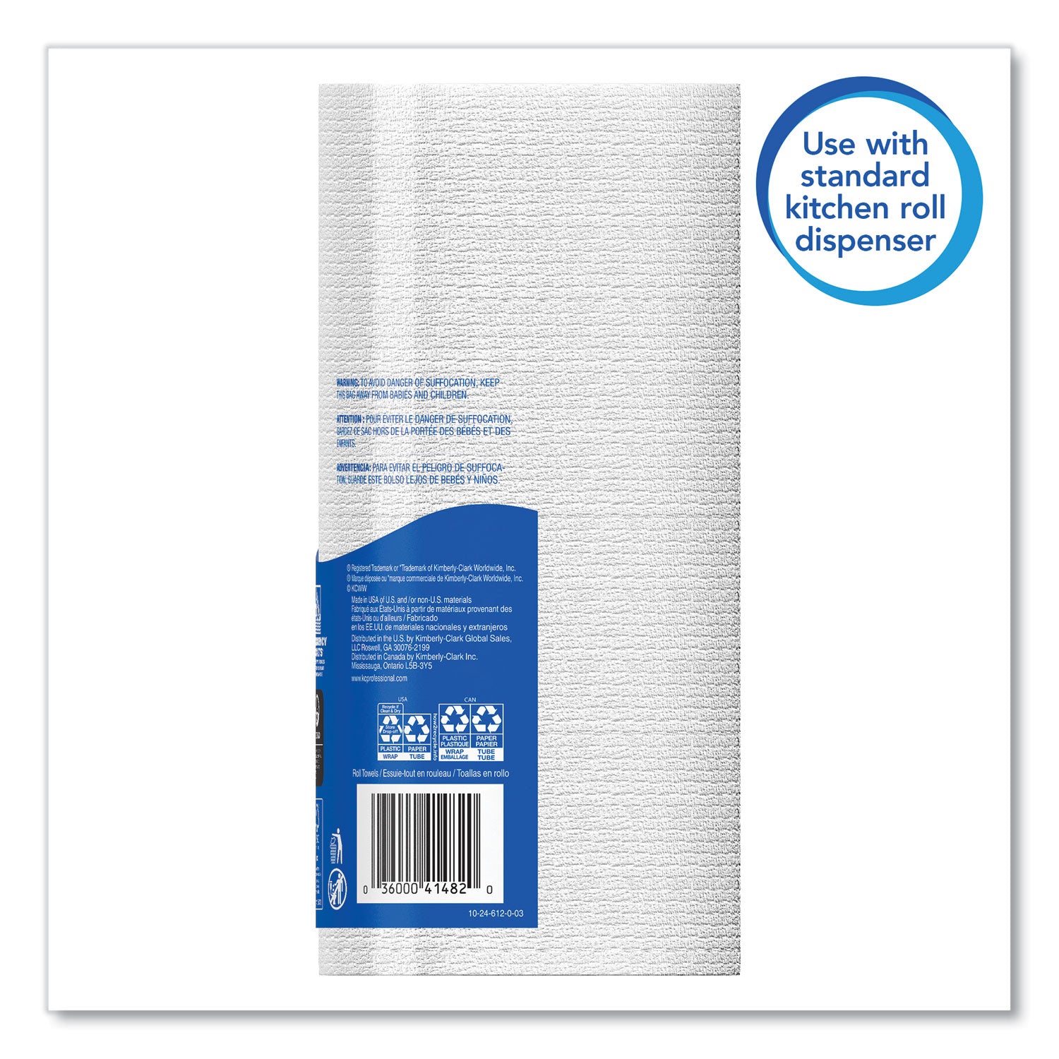 Kitchen Roll Towels, 1-Ply, 11 x 8.75, White, 128/Roll, 20 Rolls/Carton - 