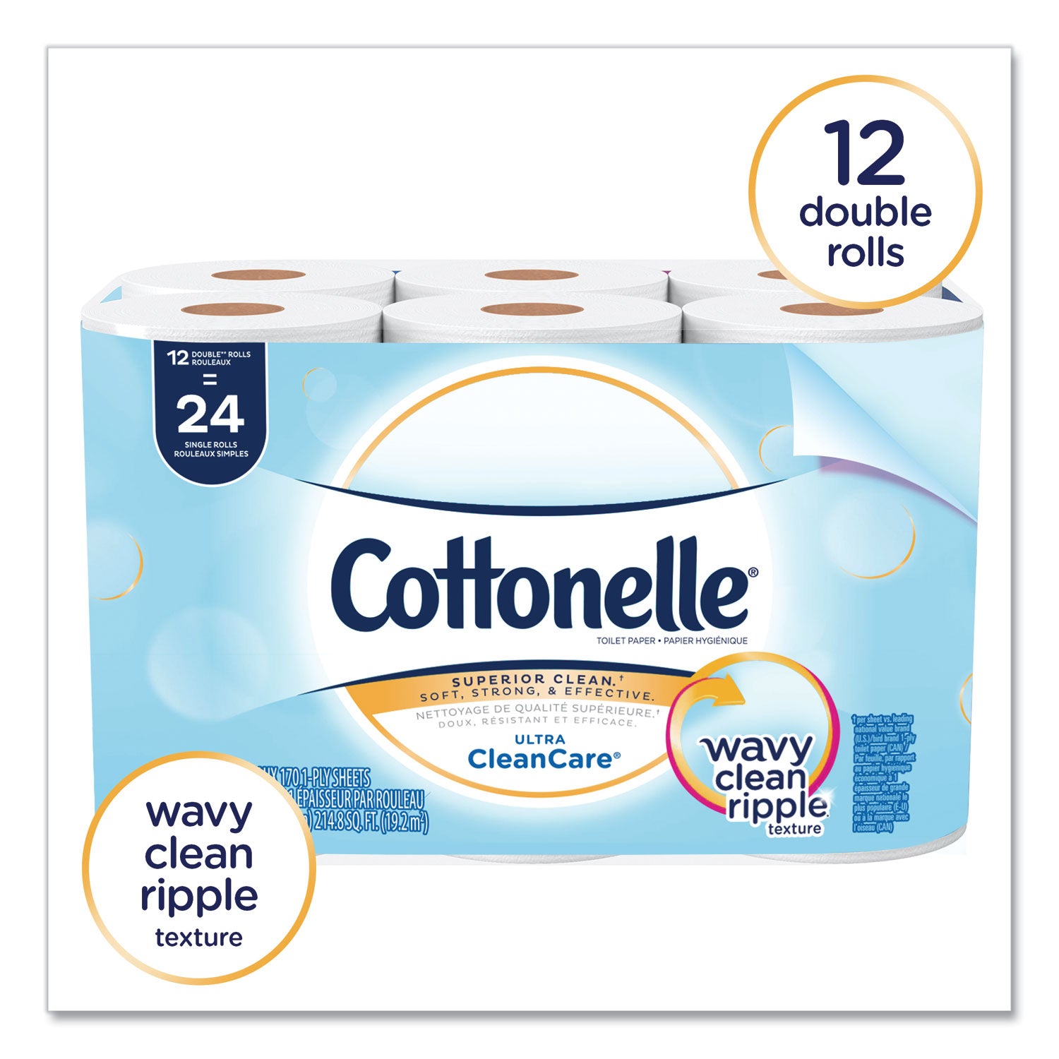 Clean Care Bathroom Tissue, Septic Safe, 1-Ply, White, 170 Sheets/Roll, 48 Rolls/Carton