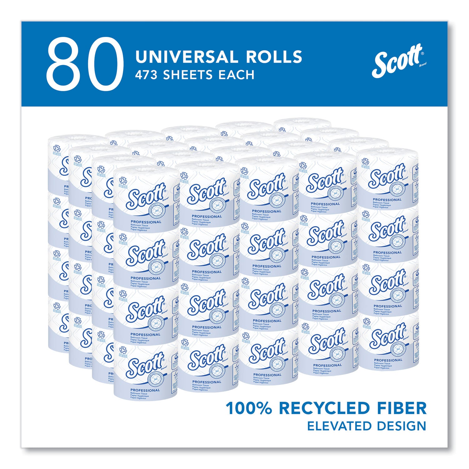 Essential 100% Recycled Fiber SRB Bathroom Tissue, Septic Safe, 2-Ply, White, 473 Sheets/Roll, 80 Rolls/Carton - 